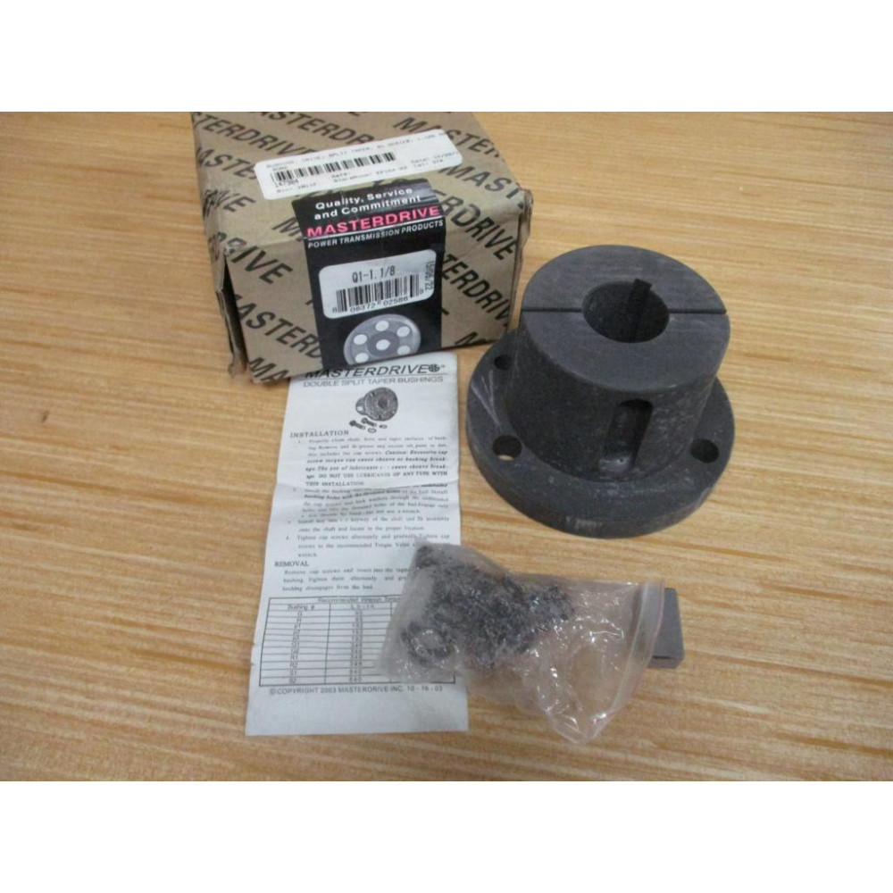 Masterdrive Q1-1.18 Split Taper Bushing Q1-1-18 W Hardware & Key Masterdrive Q1-1.18 Split Taper Bushing Q1-1-18 W Hardware & Key