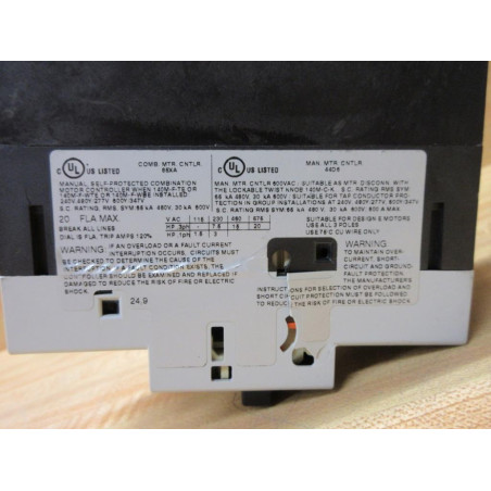 Allen Bradley 140M-F8E-C20 Circuit Breaker 140MF8EC20 Series C, Cracked - Used