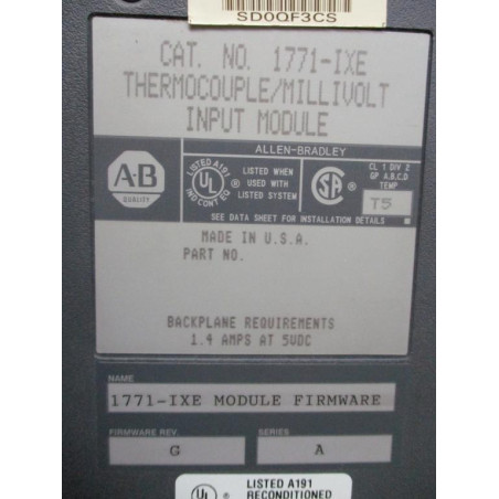 Allen Bradley 1771-IXE IP Module 1771IXE Ser.A, FW Rev.G, Chipped Latch - Used