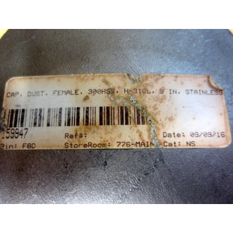 300HSS 3" SS Dust Cap H-316L - New No Box