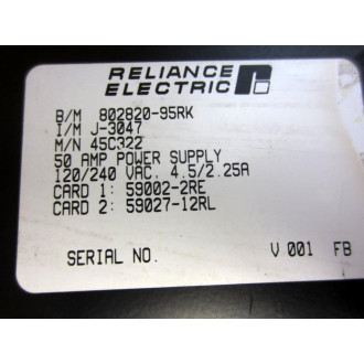 AutoMateReliance Electric 45C322 50A Power Supply - Used