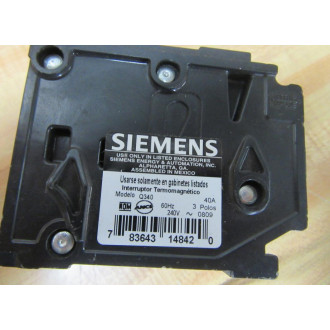 Siemens Q340 Gould ITE Circuit Breaker 3 Pole 40A - Used Siemens Q340 Gould ITE Circuit Breaker 3 Pole 40A - Used
