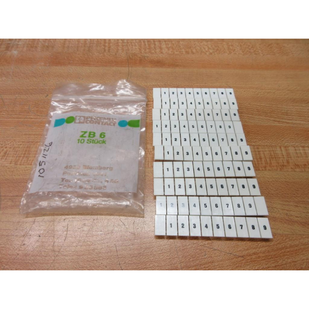 Phoenix Contact 1051126 Marker Strip 1-9 ZB 6 (Pack of 10)