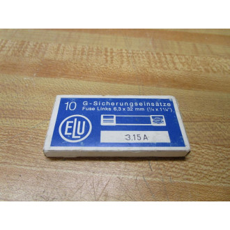 ELU 189100-3.15A Siba Fuse T3.15A250V Fine Wire Element (Pack of 10)