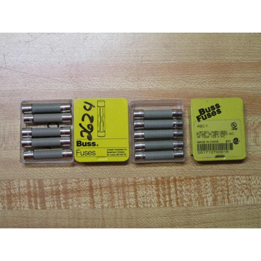 Buss ABC-1 Bussmann Fuse Cross Ref 6F038 Gray (Pack of 10)