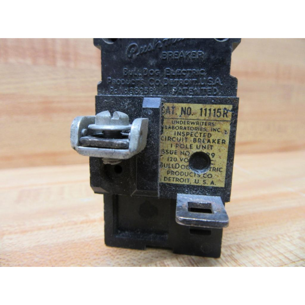 Bulldog Electric 11115R Pushmatic Circuit Breaker 15A - Used