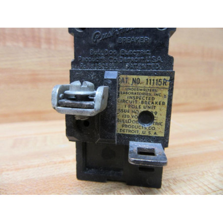 Bulldog Electric 11115R Pushmatic Circuit Breaker 15A - Used