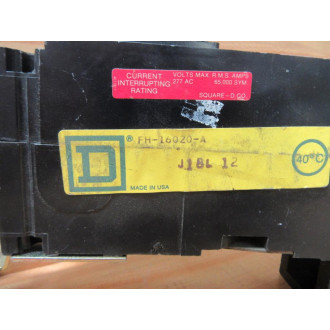 Square D FH-16020-A Circuit Breaker 20 Amp FH16020A - Used