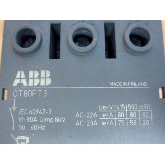 ABB OT80FT3 Disconnect Switch 0T80FT3 - Used