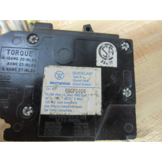 Westinghouse QBGF1020 Circuit Breaker 20 Amp - Used