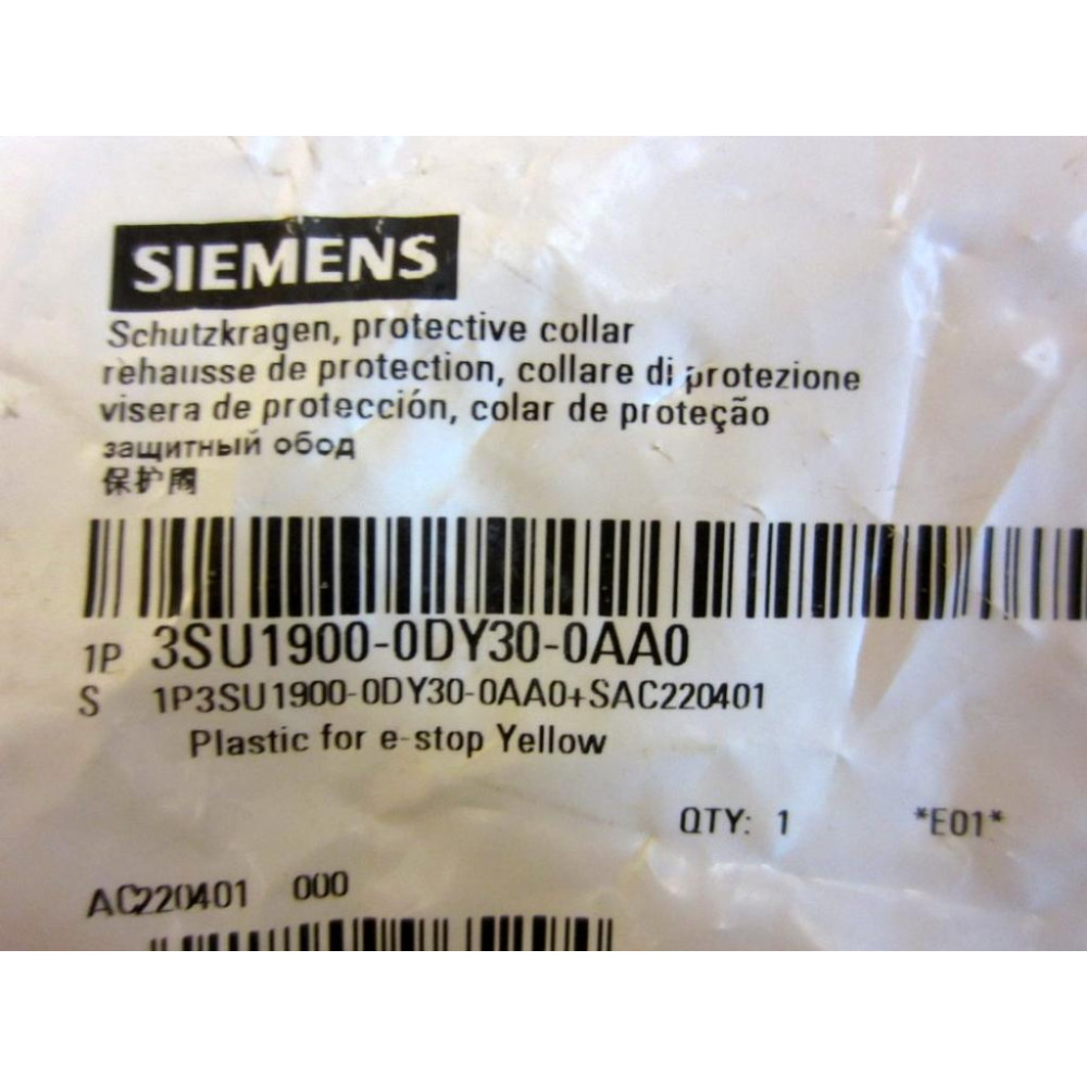 Siemens 3SU19000-0DY30-0AA0 Protective Collar 3SU190000DY300AA0