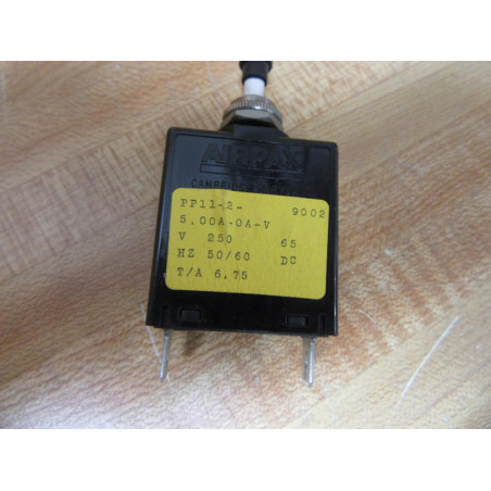Airpax PP11-2-5.00A-OA-V Circuit Breaker 5A PP11-2-5.00A-0A-V (Pack of 2) - Used