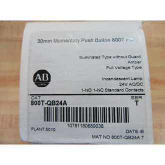 Allen Bradley 800T-QB24A Amber Button 800TQB24A w800T-XA