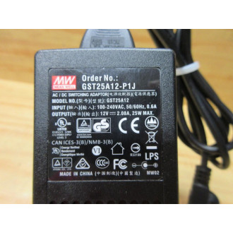 Mean Well GST25A12-P1J MW ACDC Switching Adaptor - New No Box