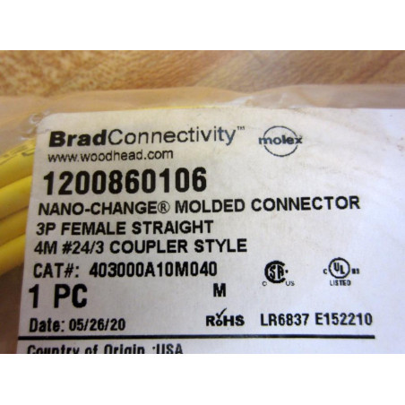 Brad ConnectivityMolex 1200860106 Nano-Change Cordset