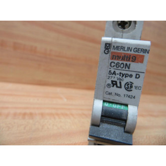 Merlin Gerin 17424 Square D Breaker 5A MG17424 Schneider - Used