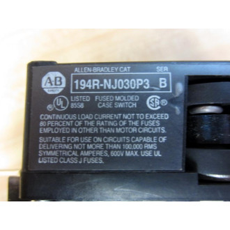 Allen Bradley 194R-NJ030P3 IEC Disconnect 194RNJ030P3 Ser B 5-58"L Rod - Used