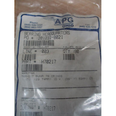APG H70217 O-Ring 568-217 (Pack of 69)