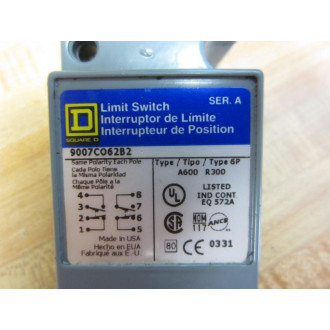 Square D 9007-C062B2 Limit Switch 9007C062B2 - Used