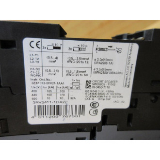 Siemens 3RV2411-1DA20 65A Circuit Breaker 3RV24111DA20 - New No Box