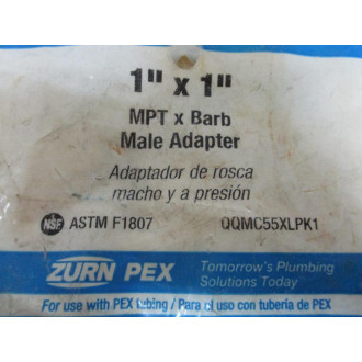 Zurn QQMC55XL 1" MPT x Barb Male Adapter