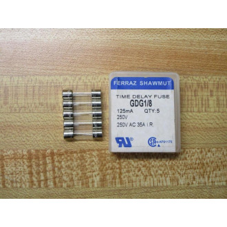 Gould Shawmut Ferraz Mersen GDG18 Fuse T-125mA-L Metal Strip (Pack of 5)