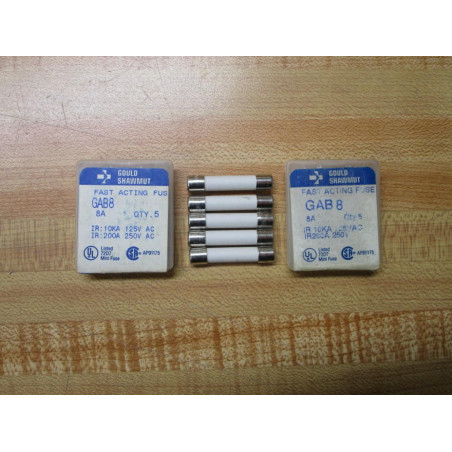 Gould Shawmut Ferraz Mersen GAB8 Fuse Cross Ref 5LAR7 White (Pack of 10)