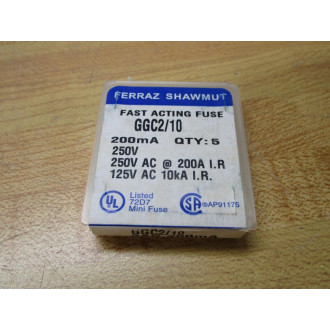 Gould Shawmut Ferraz Mersen GGC210 Fuse Cross Ref 5LAX2 Fine Wire (Pack of 10)
