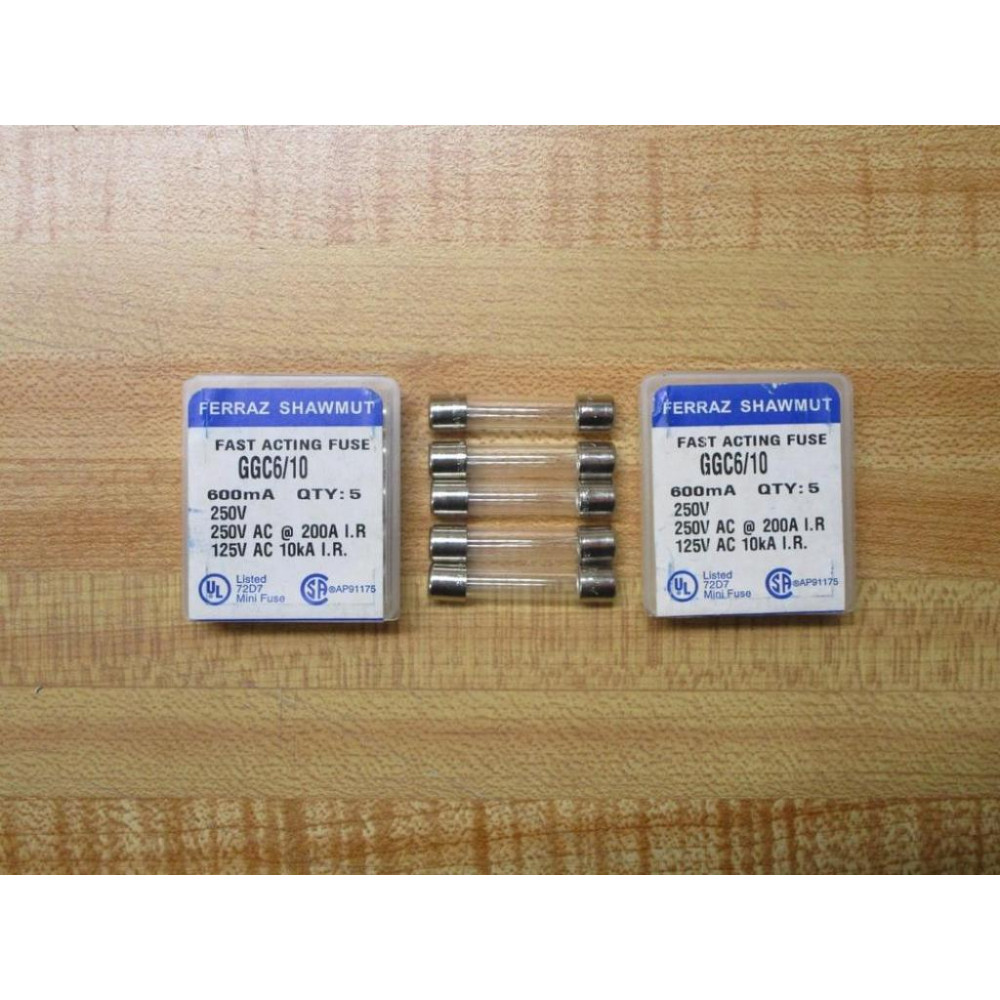 Gould Shawmut Ferraz Mersen GGC610 Fuse Cross Ref 5LAY5 Fine Wire (Pack of 10)