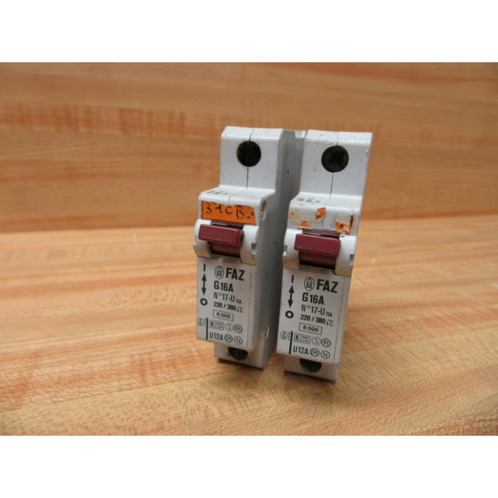 Moeller FAZ-G16A Circuit Breaker 16 Amp FAZG16A (Pack of 2) - Used