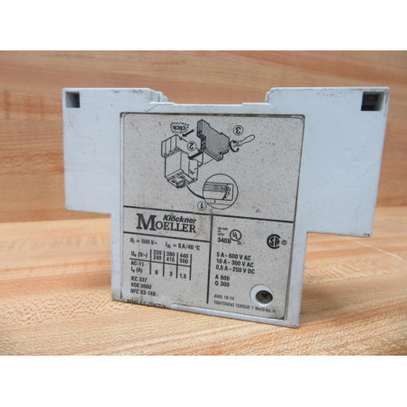 Eaton Cutler Hammer Moeller NHI11-PKZ2 Auxiliary Contact  NHI11PKZ2 - Used