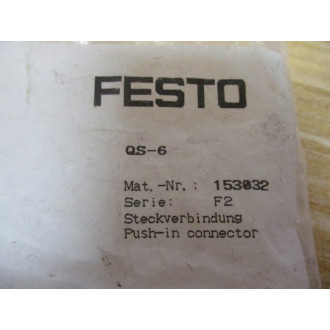 Festo QS-6 Tube Fitting 153032 (Pack of 10)