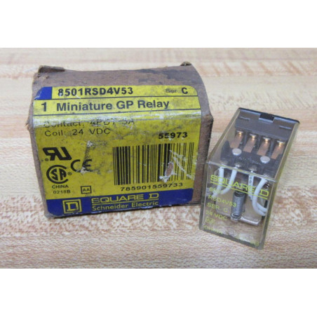 Square D 8501-RSD4V53 Relay 8501RSD4V53 Series C