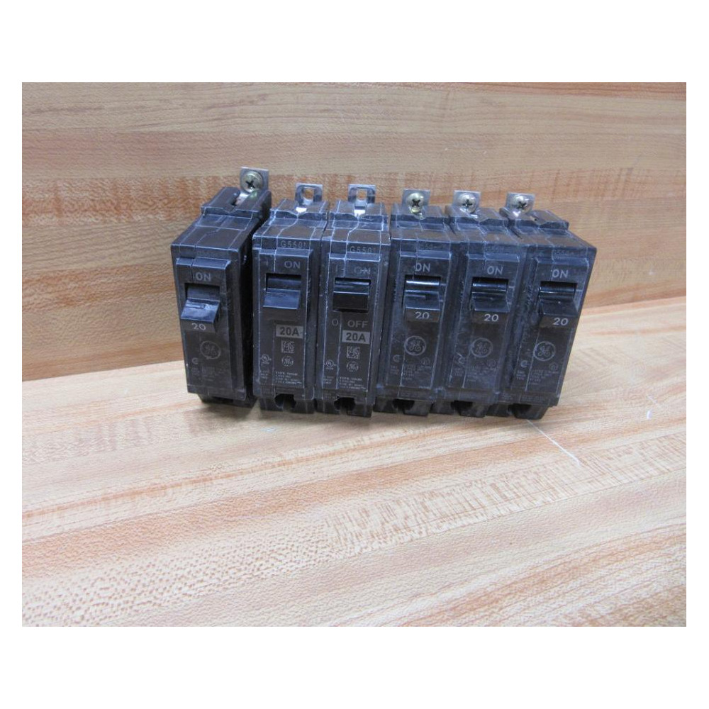 GE General Electric THQB120 Circuit Breaker 1 Pole 20Amp (Pack of 6) - Used