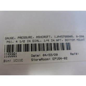 Miljoco P4598L-07 Pressure Gauge P4598L07
