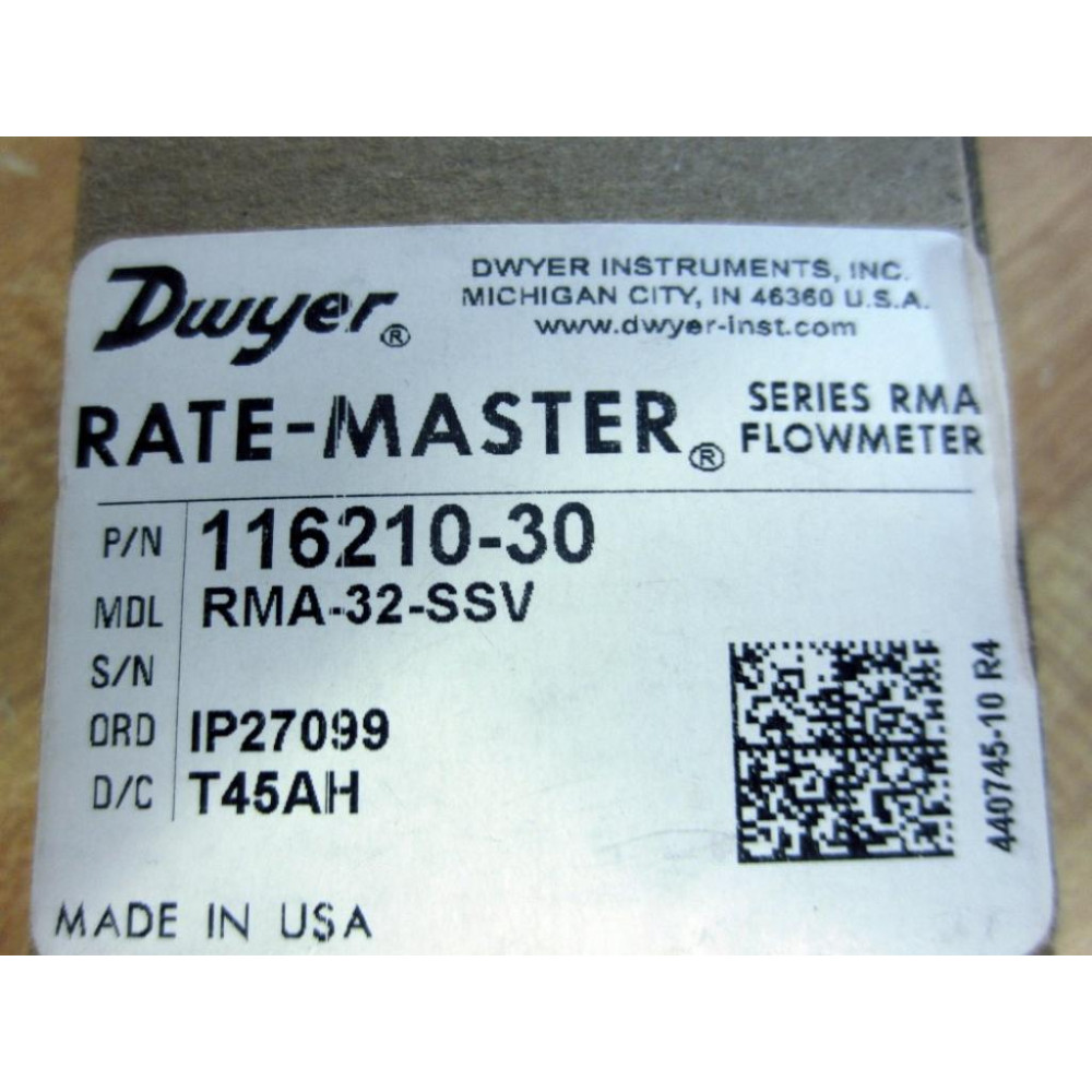 Dwyer 116210-30 Flowmeter RMA-32-SSV