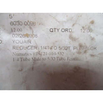 Numatics IN121-104-532 Reducer IN121104532 (Pack of 6) - New No Box