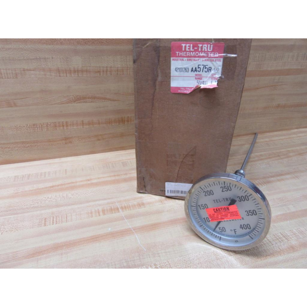 Tel-Tru AA575R 5" S.S. Adjustable Thermometer 50-400°F 12" Stem Tel-Tru AA575R 5" S.S. Adjustable Thermometer 50-400°F 12" Stem