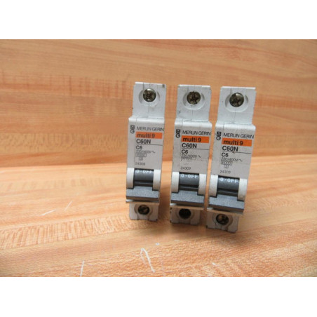 Merlin Gerin 24309 Schneider Breaker 6A MG24309 Square D (Pack of 3) - Used