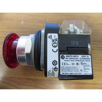 Allen Bradley 800T-FXTQH2RA1 Red Push Button
