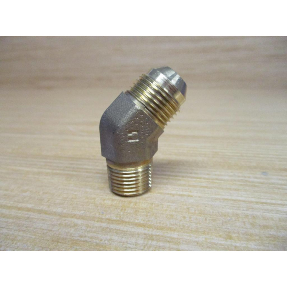 Parker 8VTX-B 37° Flare, Tube x NPT 45° Elbow 8VTXB - New No Box Parker 8VTX-B 37° Flare, Tube x NPT 45° Elbow 8VTXB - New No Box
