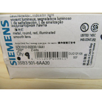 Siemens 3SB3501-6AA20 Red Light 3SB35016AA20