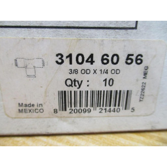Parker Legris 3104 60 56 Reducing Union Tee 31046056 (Pack of 4)
