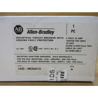 Allen Bradley 1492-MCGA215 15A Circuit Breaker 1492MCGA215