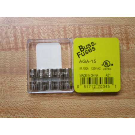 Buss AGA-15 Bussmann Fuse Cross Ref 6AYC0 (Pack of 10)