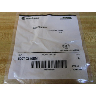 Allen Bradley 800T-X646EM Emergency Stop Legend Plate (Pack of 4)