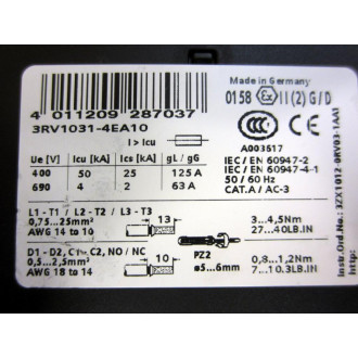 Siemens 3RV1031-4EA10 Sirius Motor Starter 3RV10314EA10 - New No Box