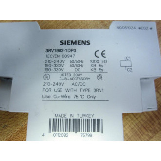 Siemens 3RV1902-1DP0 Shunt Release 3RV19021DP0 - New No Box