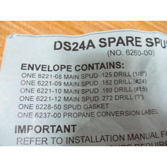 6260-00 Spare Spud Kit DS24A