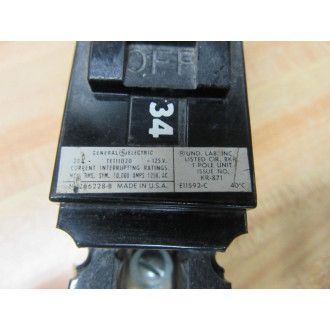General Electric TE111020 Circuit Breaker 20 Amp GE (Pack of 4) - Used